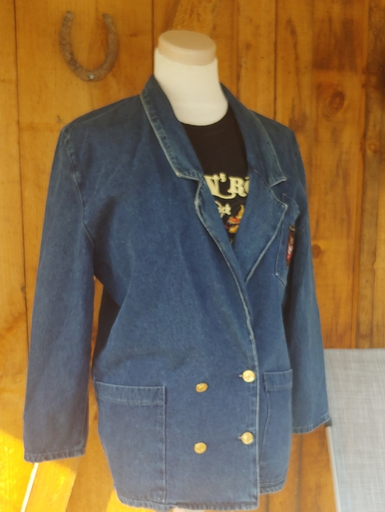 Jackets & Blazers - 80s Crested Denim Double-Breasted Jacket Nevada